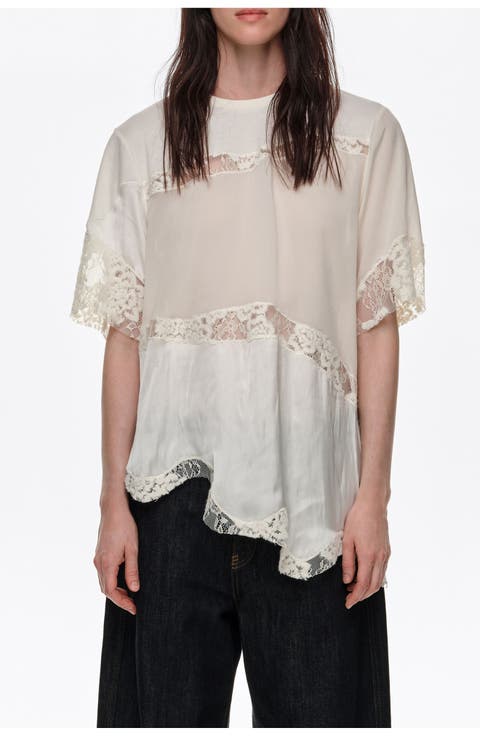 Lace Patchwork Long T-shirt