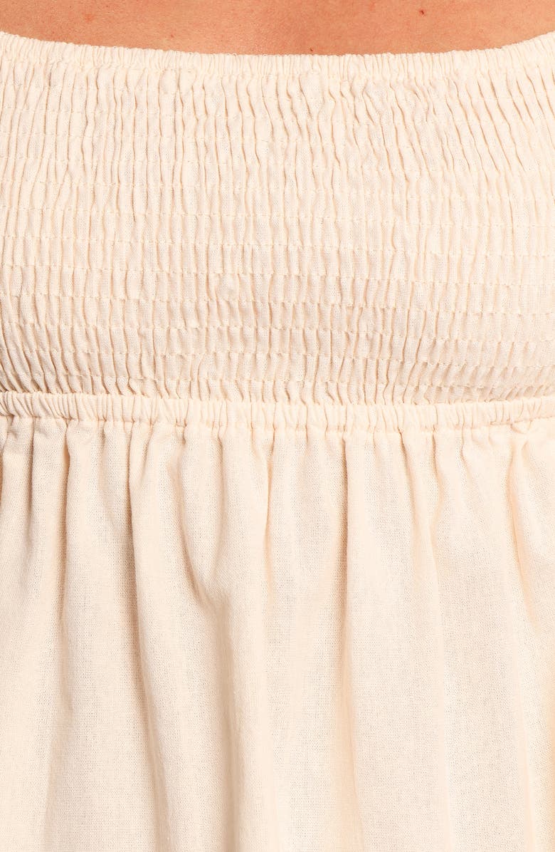 Petal & Pup Jemima Puff Sleeve Smocked Cotton Babydoll Top, Alternate, color, Beige