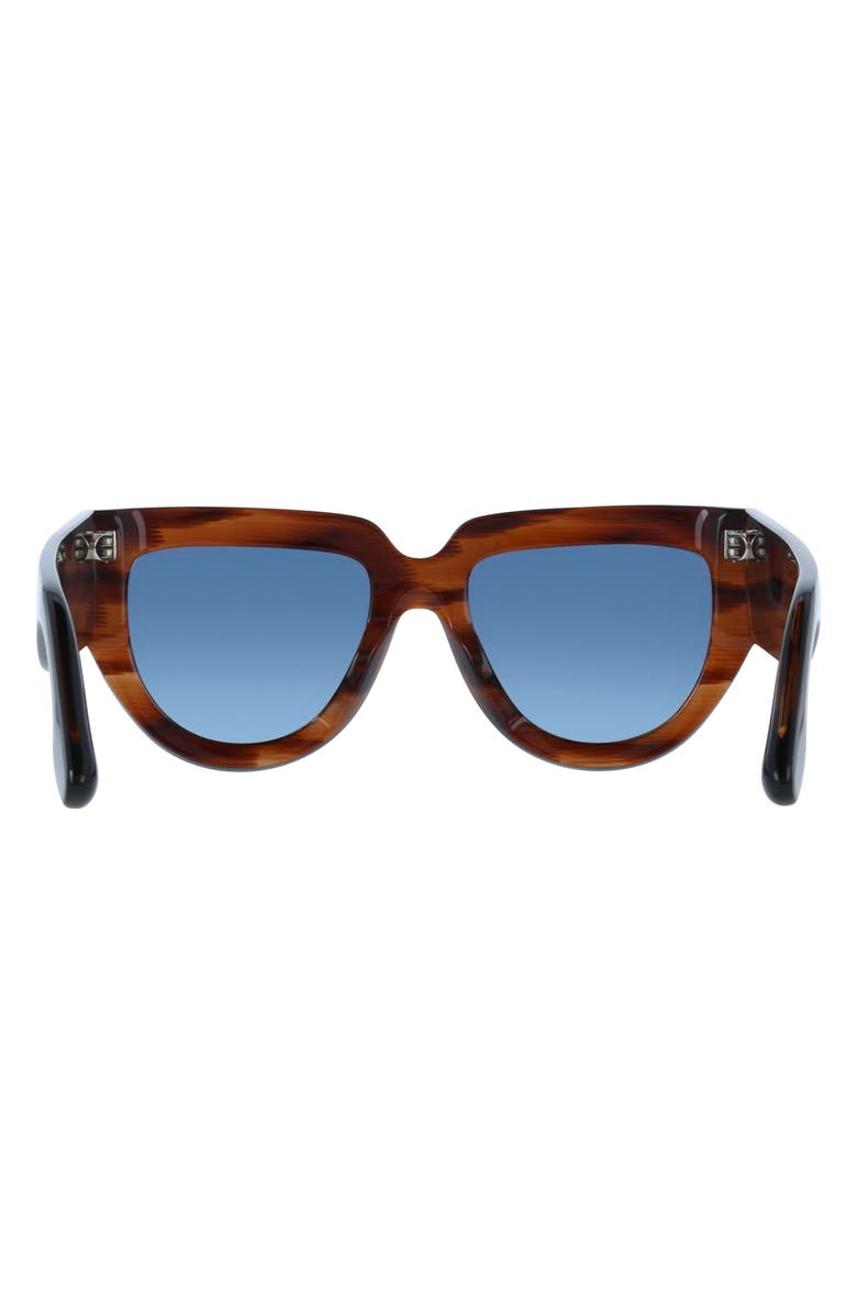 Victoria Beckham 53mm Classic Logo Tea Cup Sunglasses, Alternate, color, Brown Horn