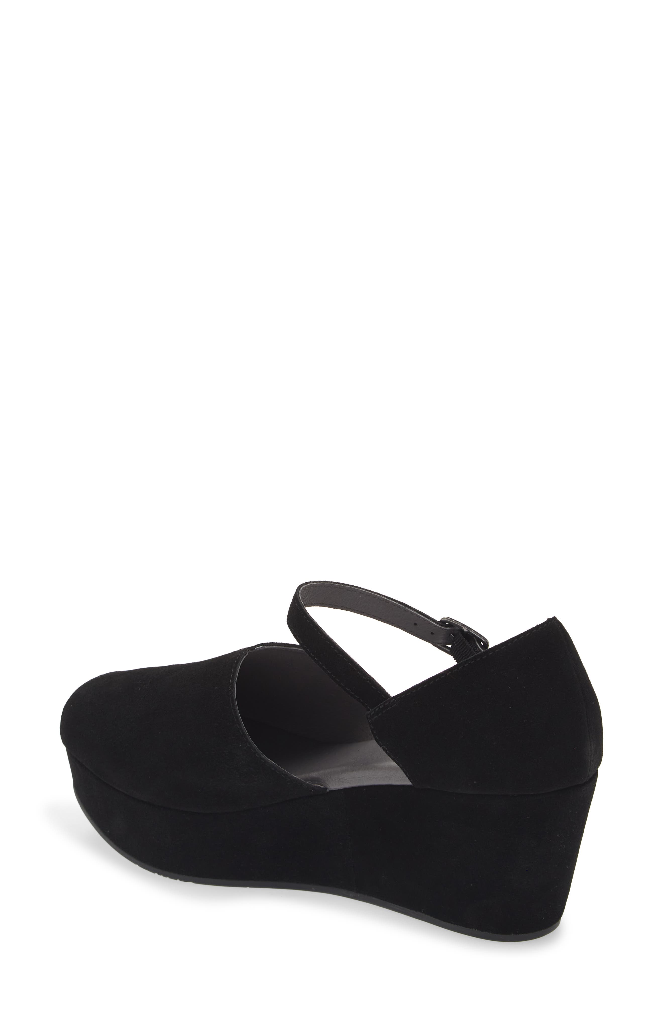 Chocolat Blu Wido Ankle Strap Peep Toe Platform Wedge Sandal, Alternate, color, Black Suede