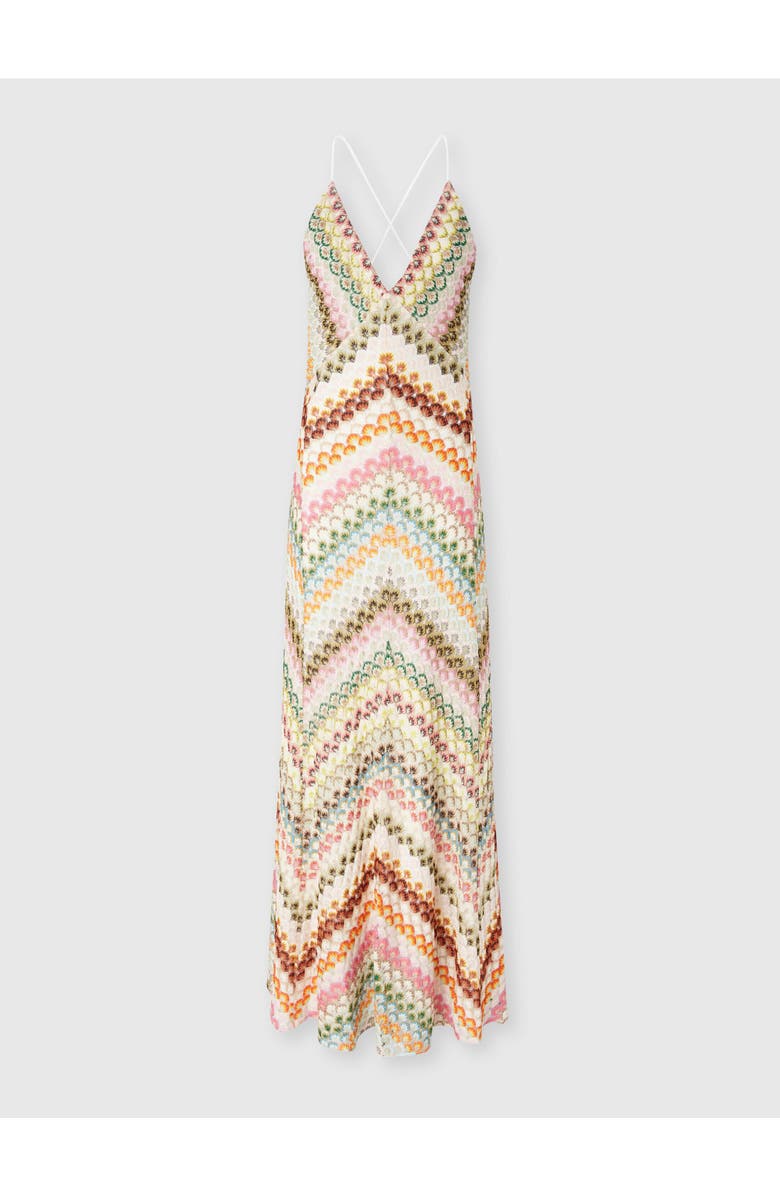 Missoni Long Viscose Dress With V-neck Lace And Zig Zag Pattern, Main, color,
