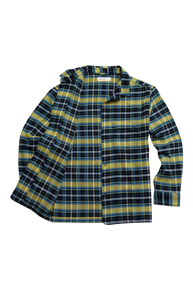 Plaid Flannel Shawl Collar Button-Up Shirt, Alternate, color, IMPERFECT GLITCH