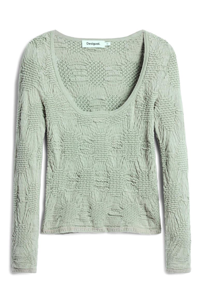 Textured Scoop Neck Top, Alternate, color, WATER GREEN