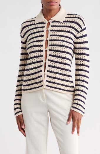 Stripe Pointelle Cardigan