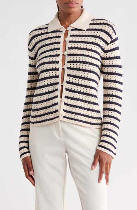 Stripe Pointelle Cardigan