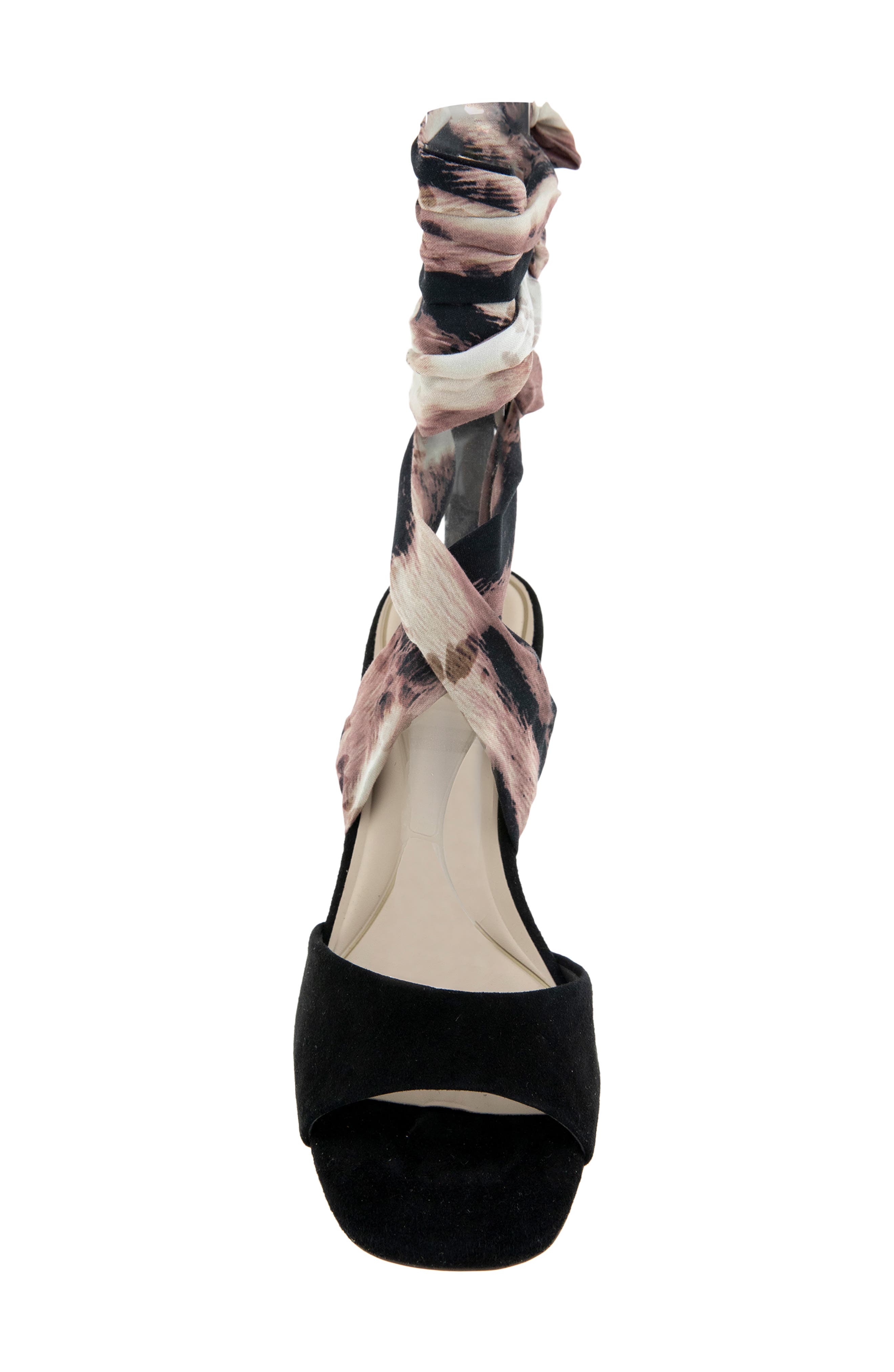 Kenneth Cole Fabia Ankle Wrap Wedge Sandal, Alternate, color, Black/ Brown Suede