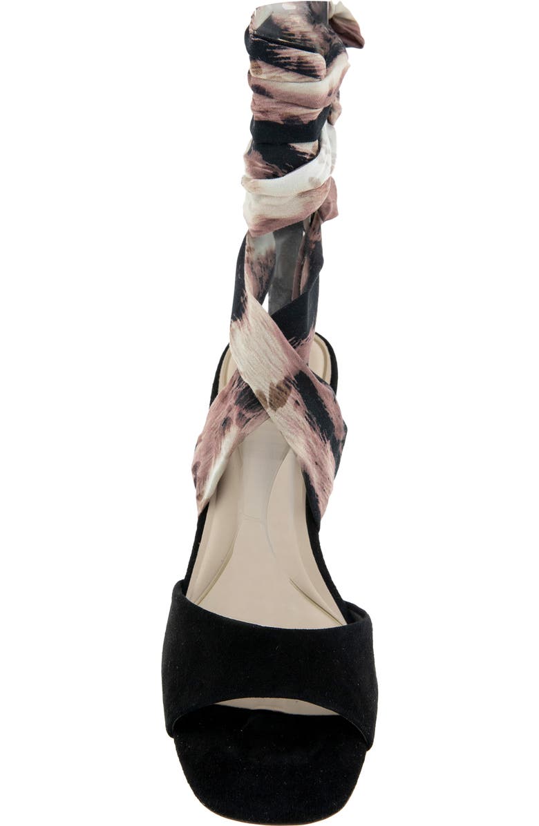 Kenneth Cole Fabia Ankle Wrap Wedge Sandal, Alternate, color, Black/ Brown Suede