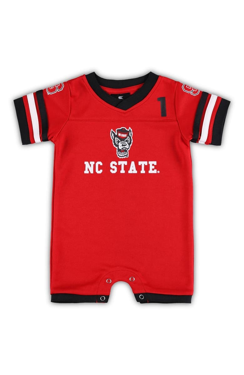 COLOSSEUM Newborn & Infant Colosseum Red NC State Wolfpack Bumpo Football Romper, Main, color, 