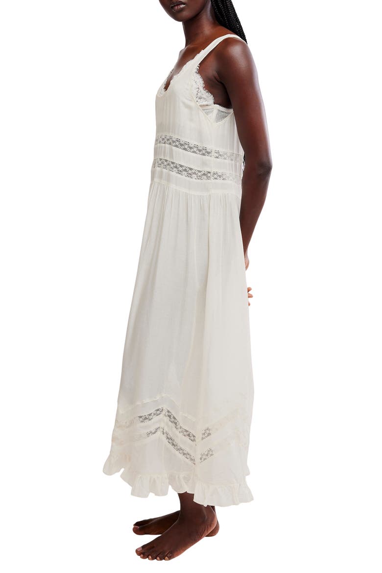 Voile and Lace Midi Dress, Alternate, color, IVORY COMBO