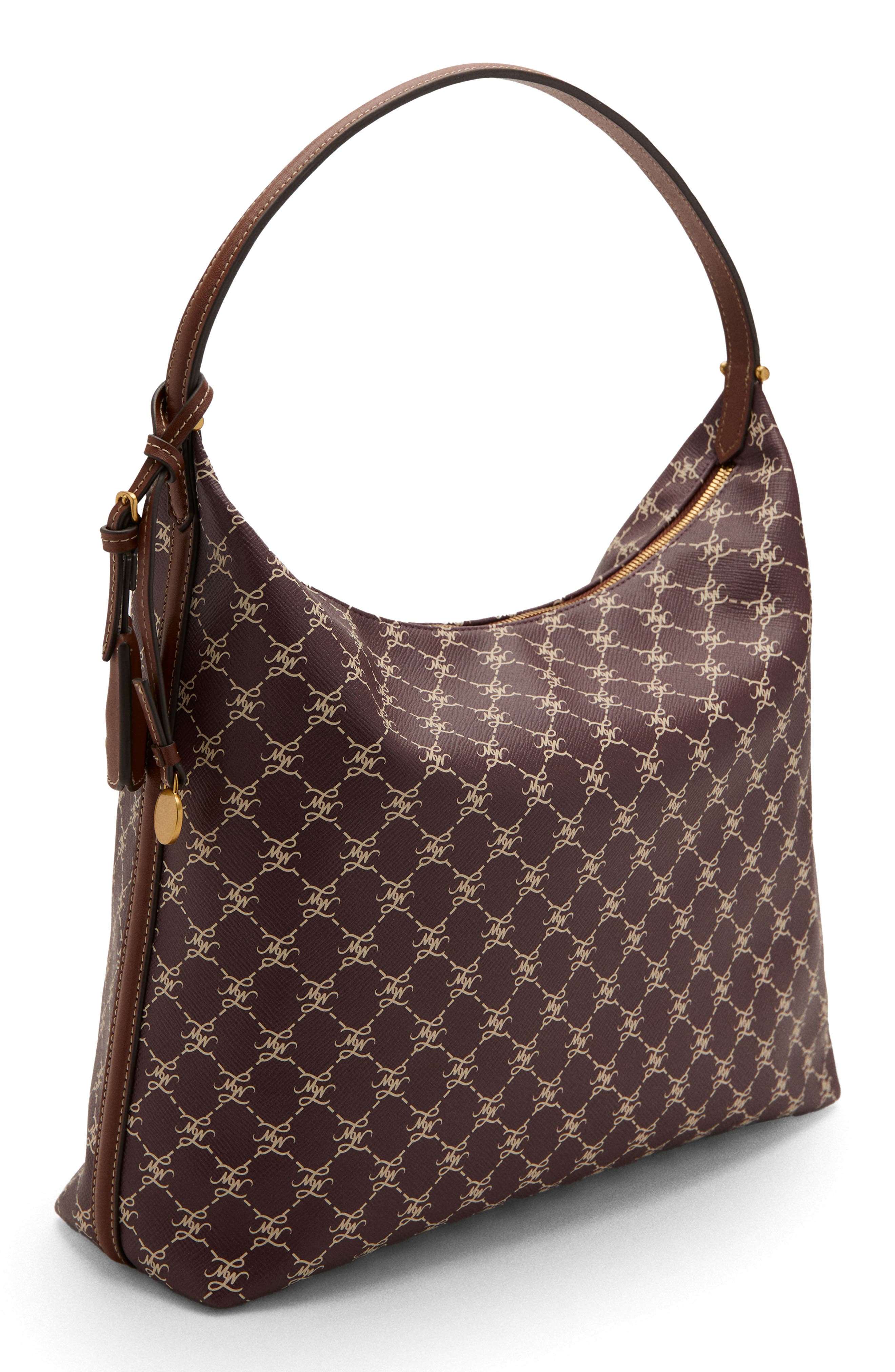 Logo Faux Leather Shoulder Bag, Alternate, color, BURGUNDY