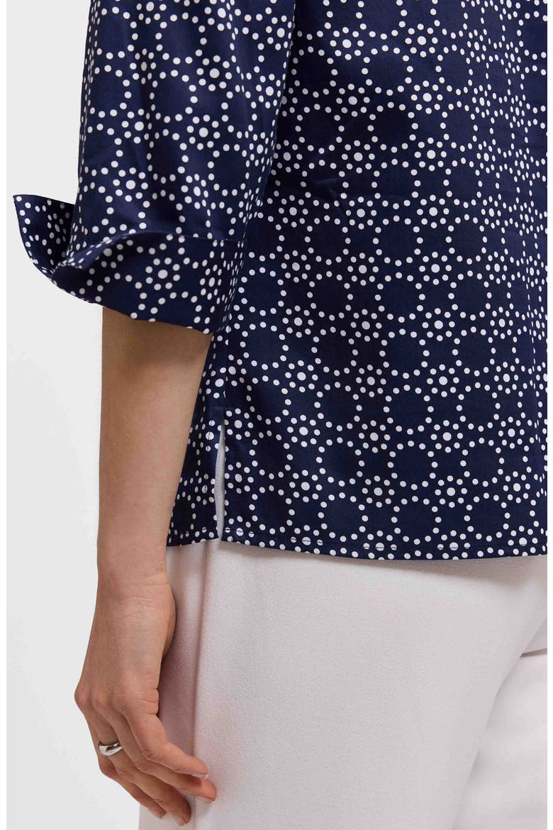 Tammy Cotton Ruffle Collar Top, Alternate, color, NAVY BLUE/ WHITE