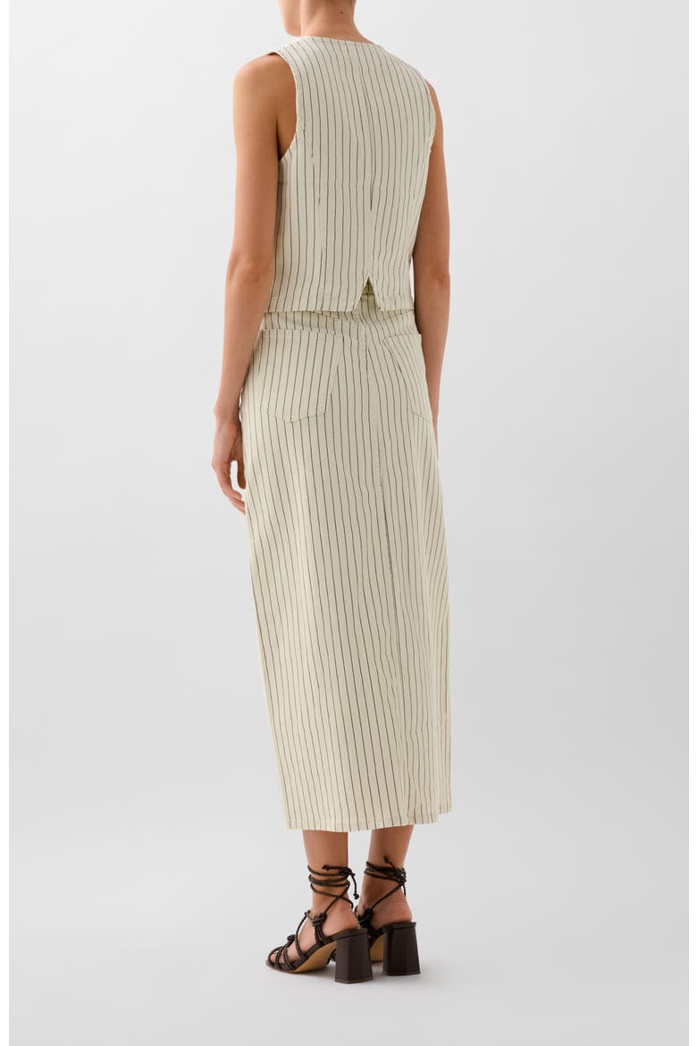 Denim Stripes Skirt, Alternate, color, Ecrustripes