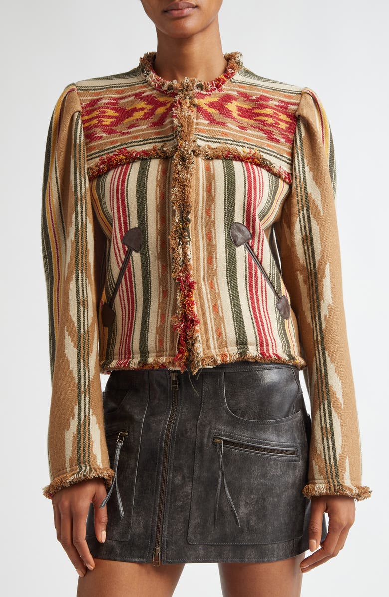 Isabel Marant Étoile Delphina Stripe Wool Blend Jacket, Alternate, color,