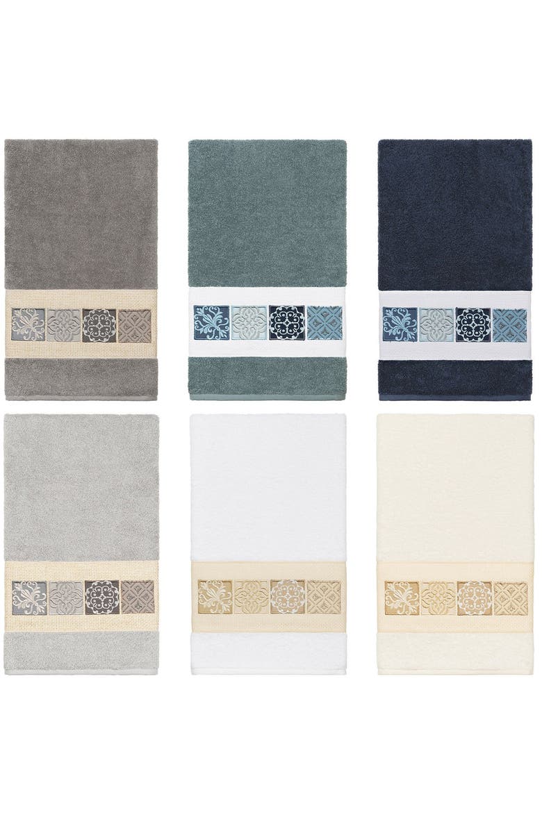 Vivian Embellished Bath Towel - Dark Gray, Alternate, color, DARK GRAY