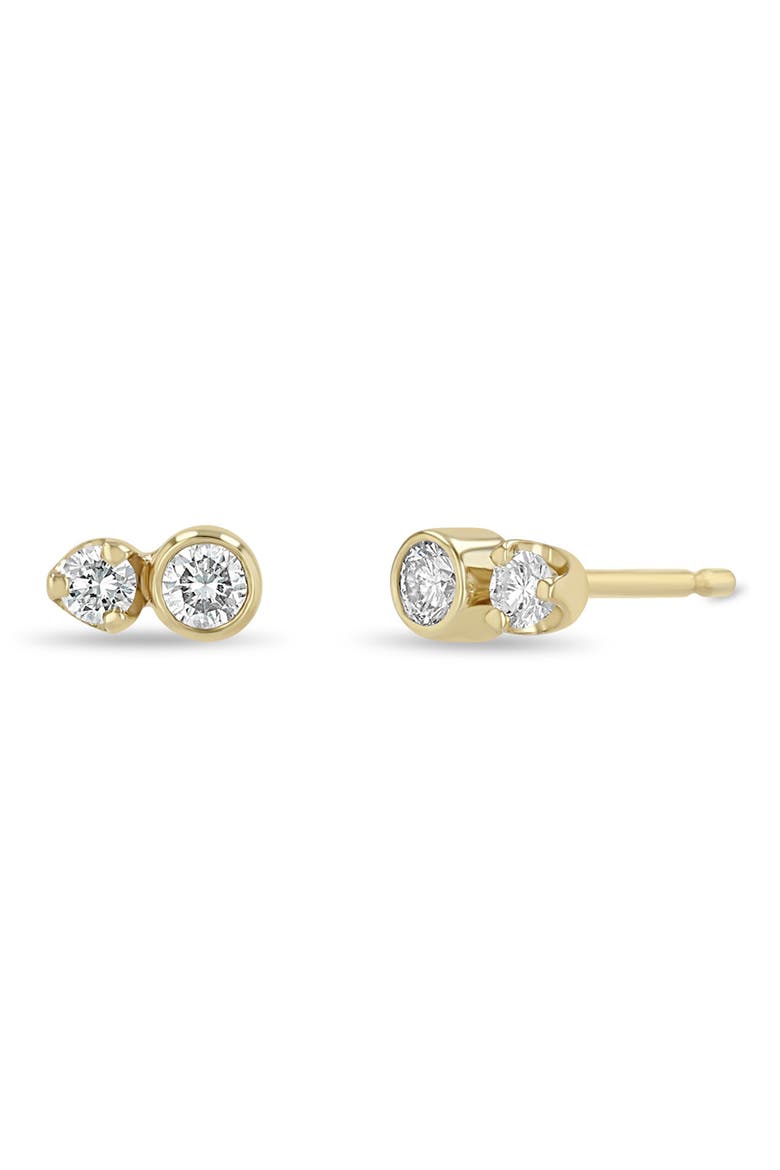 14k Gold Mixed Diamond Stud Earrings, Main, color, 14K YELLOW GOLD