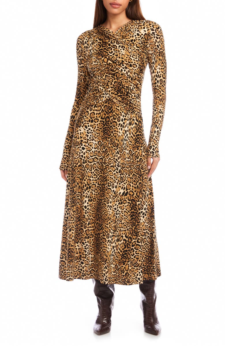 FIFTEEN TWENTY Kourtney Leopard Print Long Sleeve Dress, Main, color, Leopard