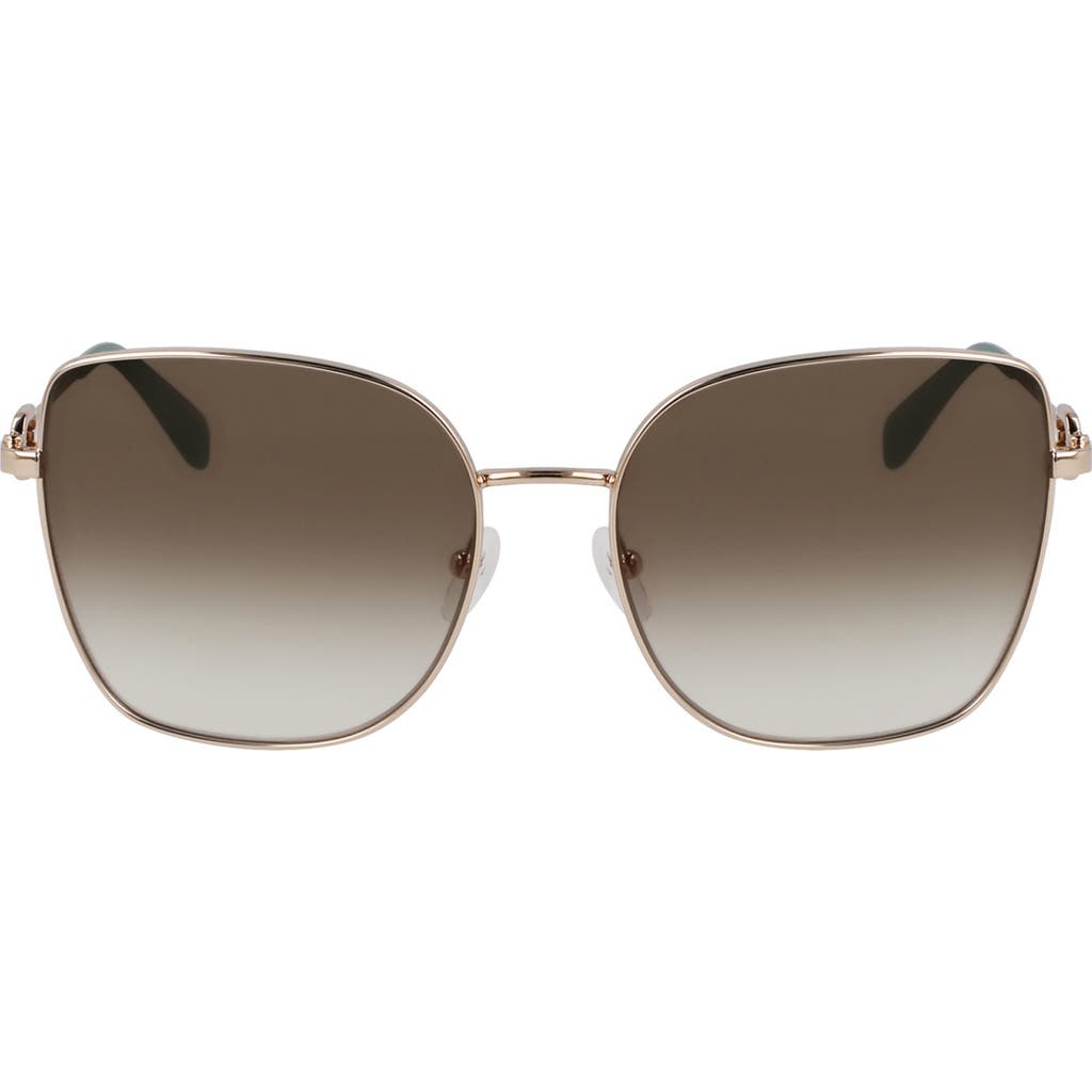 Longchamp Foulonn 58mm Gradient Butterfly Sunglasses In Gold/gradient Green