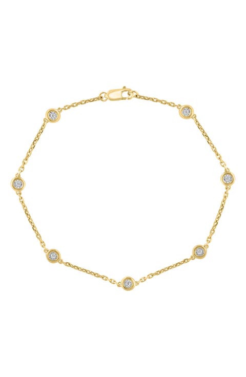 Sterling Silver Bezel Set Diamond Chain Bracelet - 0.07 ctw.