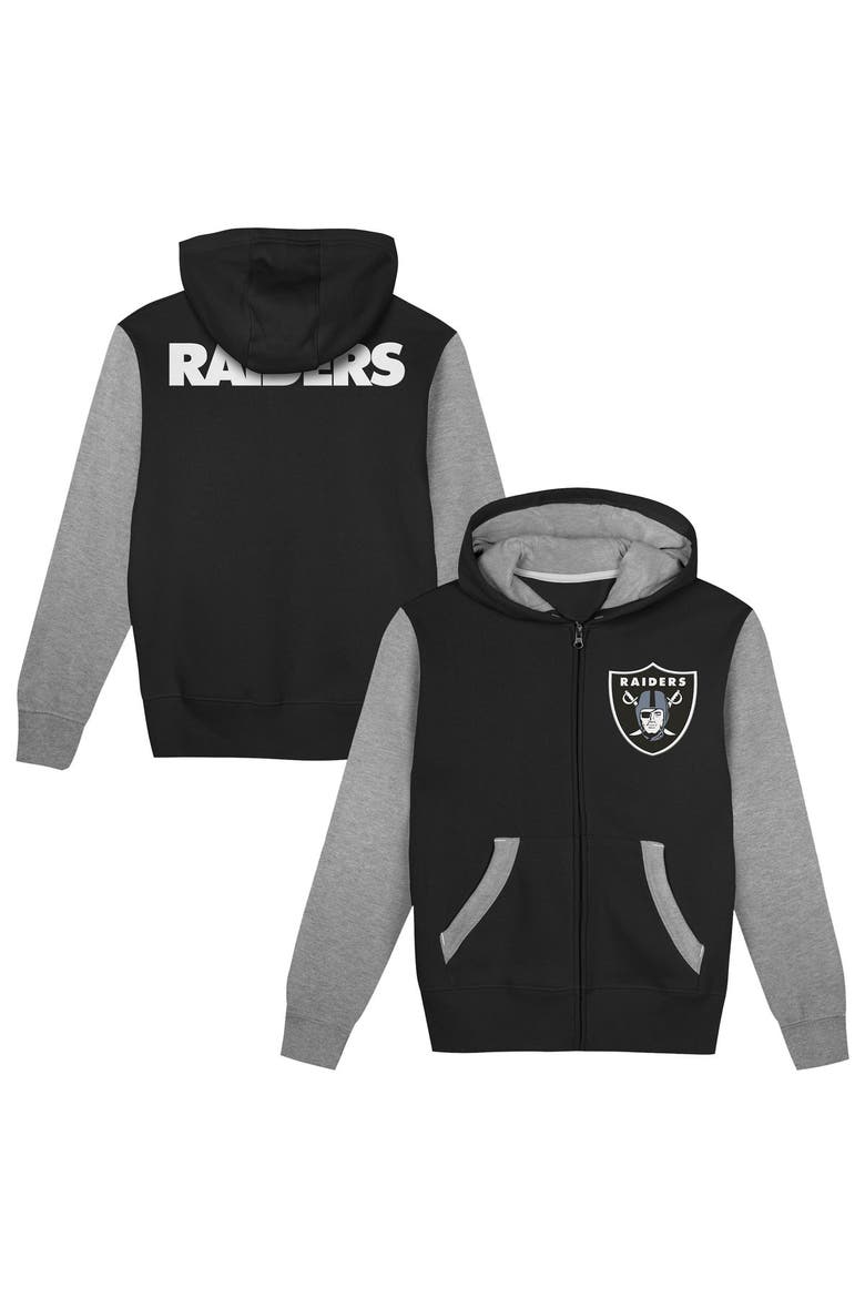 Toddler Outerstuff  Black/Silver Las Vegas Raiders Stadium Colorblock Full-Zip Hoodie, Main, color, Black