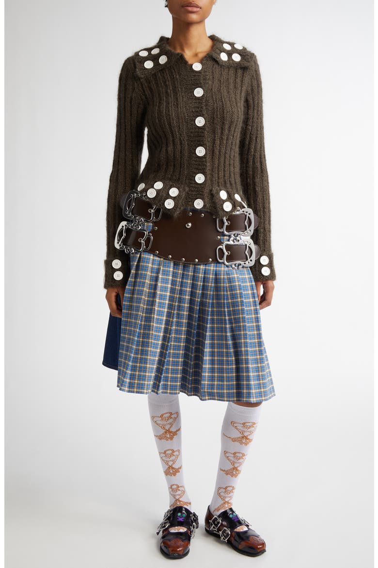 Marshal Plaid Belted Denim Skirt, Alternate, color, BLUE TARTAN