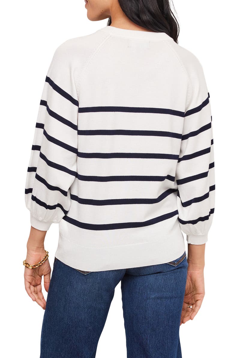 Karen Kane Placed Stripe Sweater, Alternate, color, Off White/ Navy