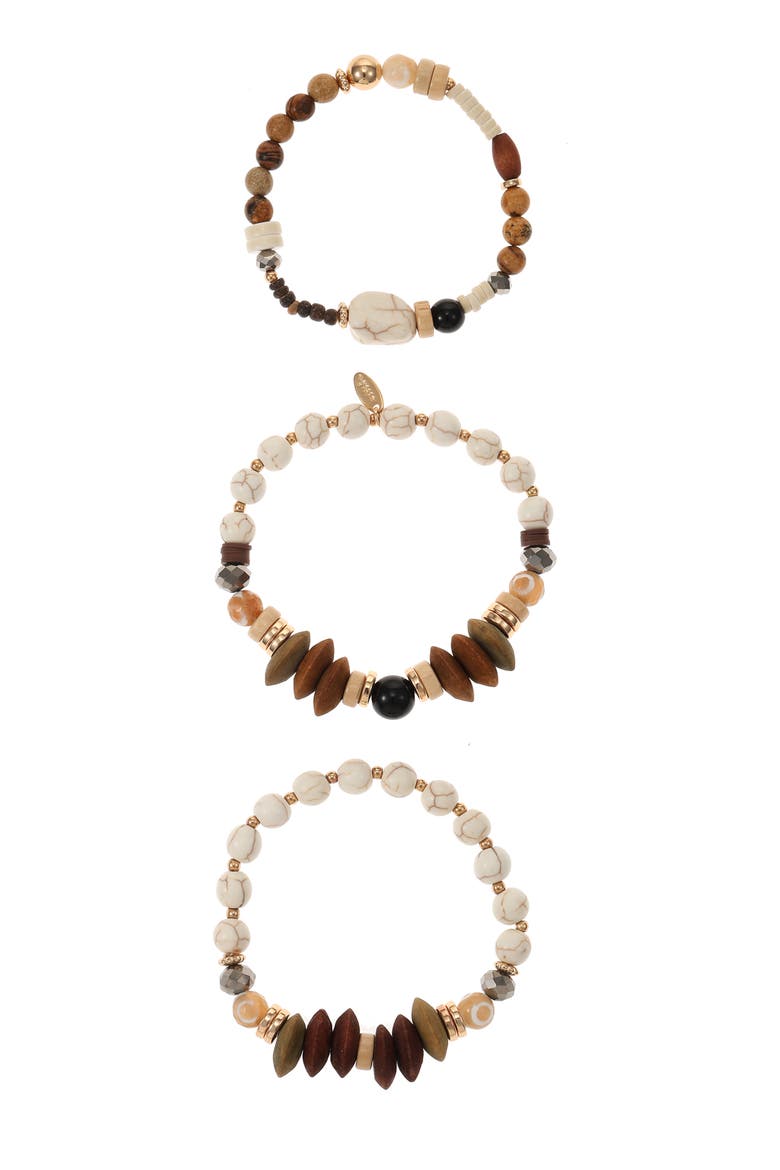 Tropics Set of 3 Beaded Stretch Bracelets, Alternate, color, WHITE