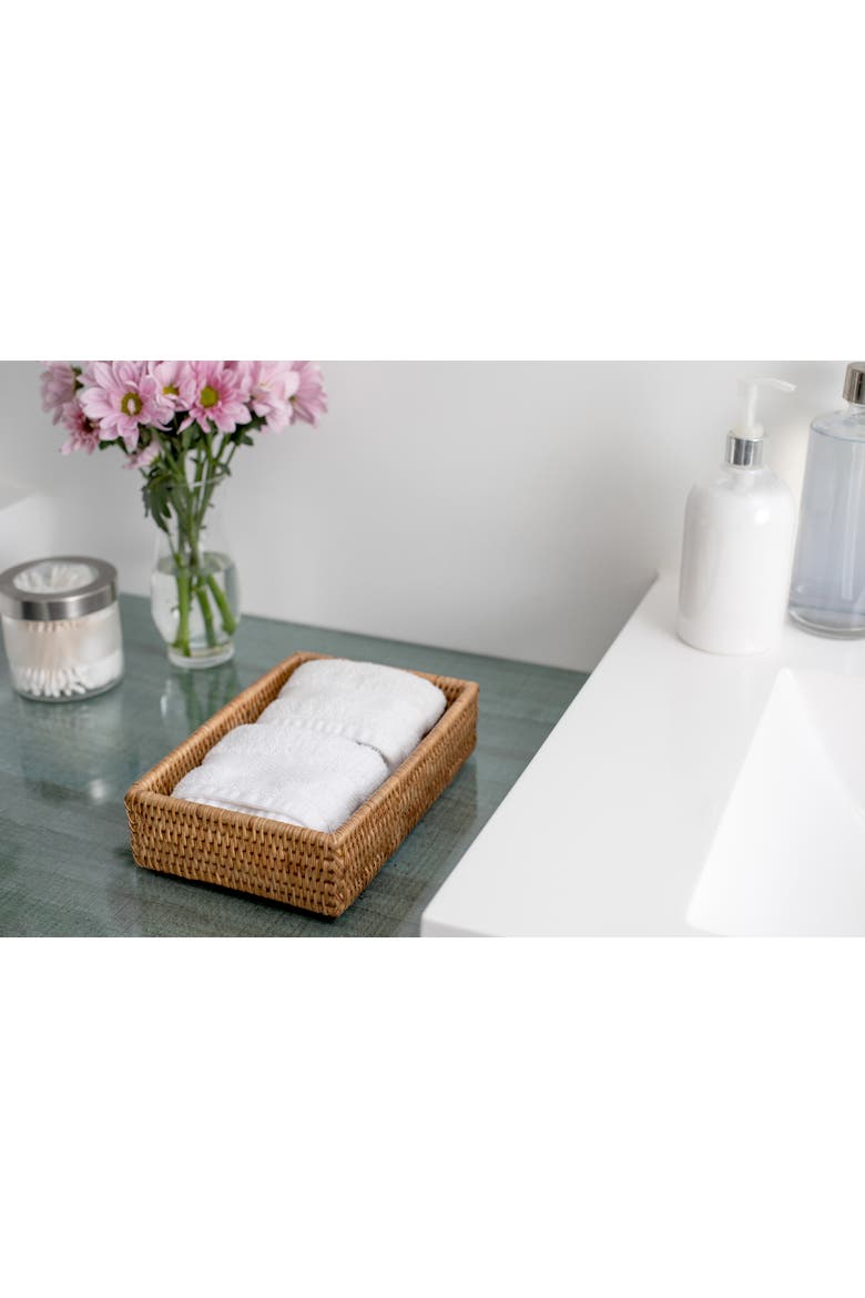 Artifacts Rattan Guest Towel - Rectangular Napkin Holder, Alternate, color, Honey Brown