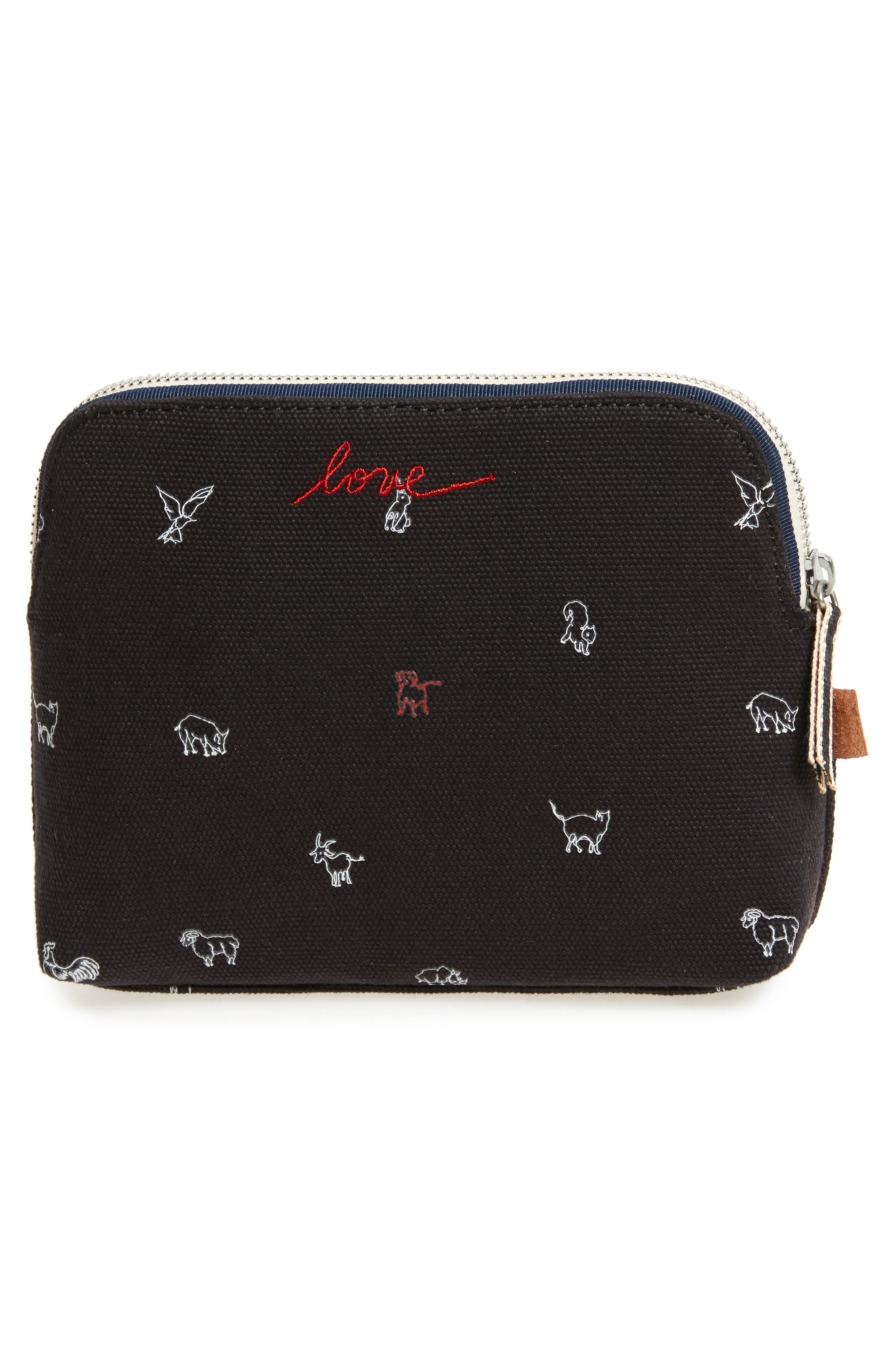 Medium Darien Cosmetics Case, Alternate, color, BLACK ANIMALS
