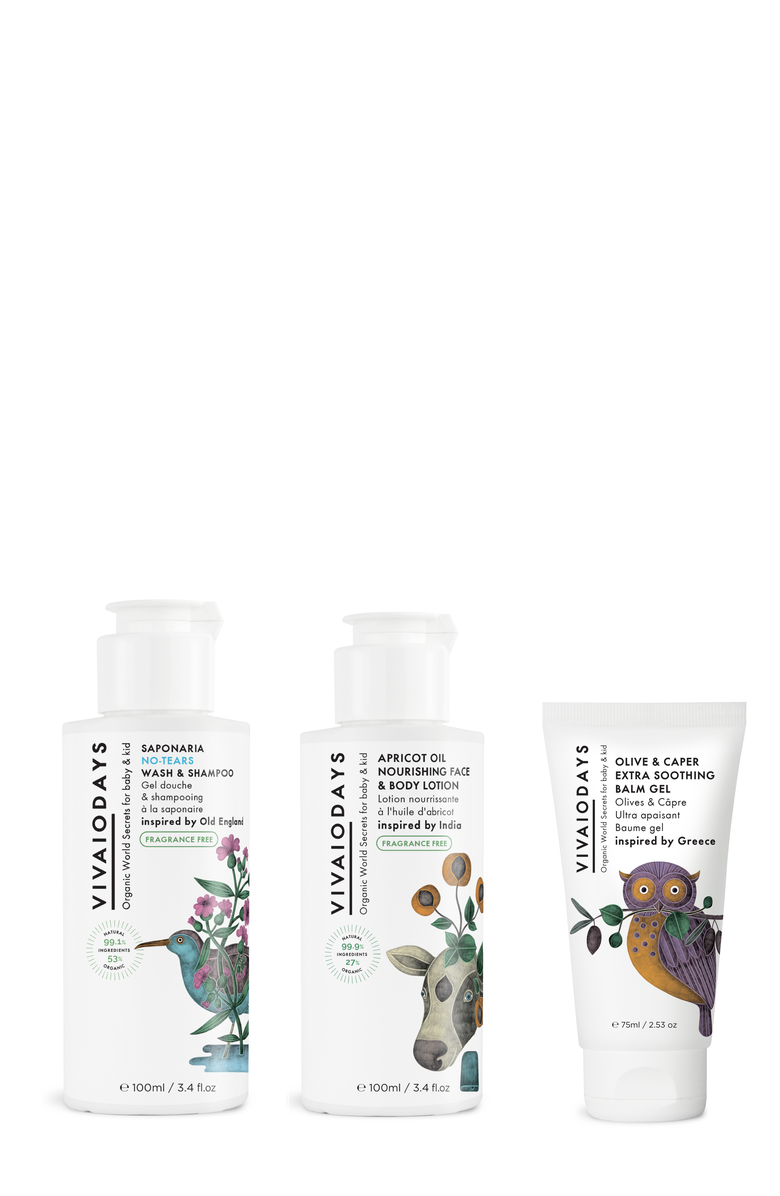 VIVAIODAYS Daily 3-Step Ritual Bundle Cleanse, Hydrate, Soothe for Extra Sensitive Skin, Main, color, White