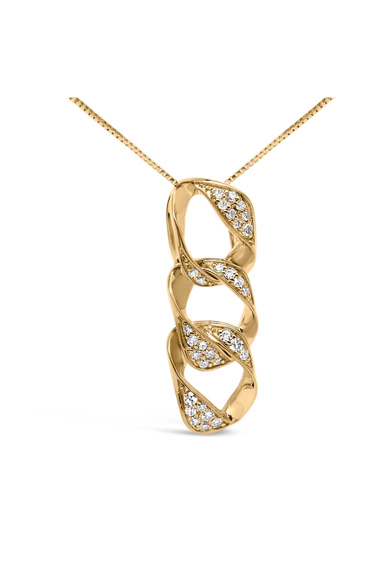 14K Yellow Gold Plated Silver 1/6 Cttw Diamond Circle Hoop 18" Pendant Necklace, Main, color, Yellow