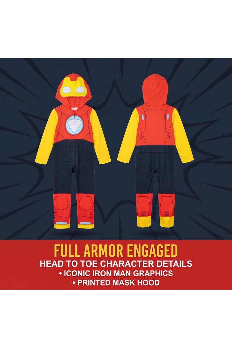 Iron Man And His Awesome Friends Hooded One Piece (toddler, Little Kid & Big Kid), Alternate, color, Crimson Iron Man