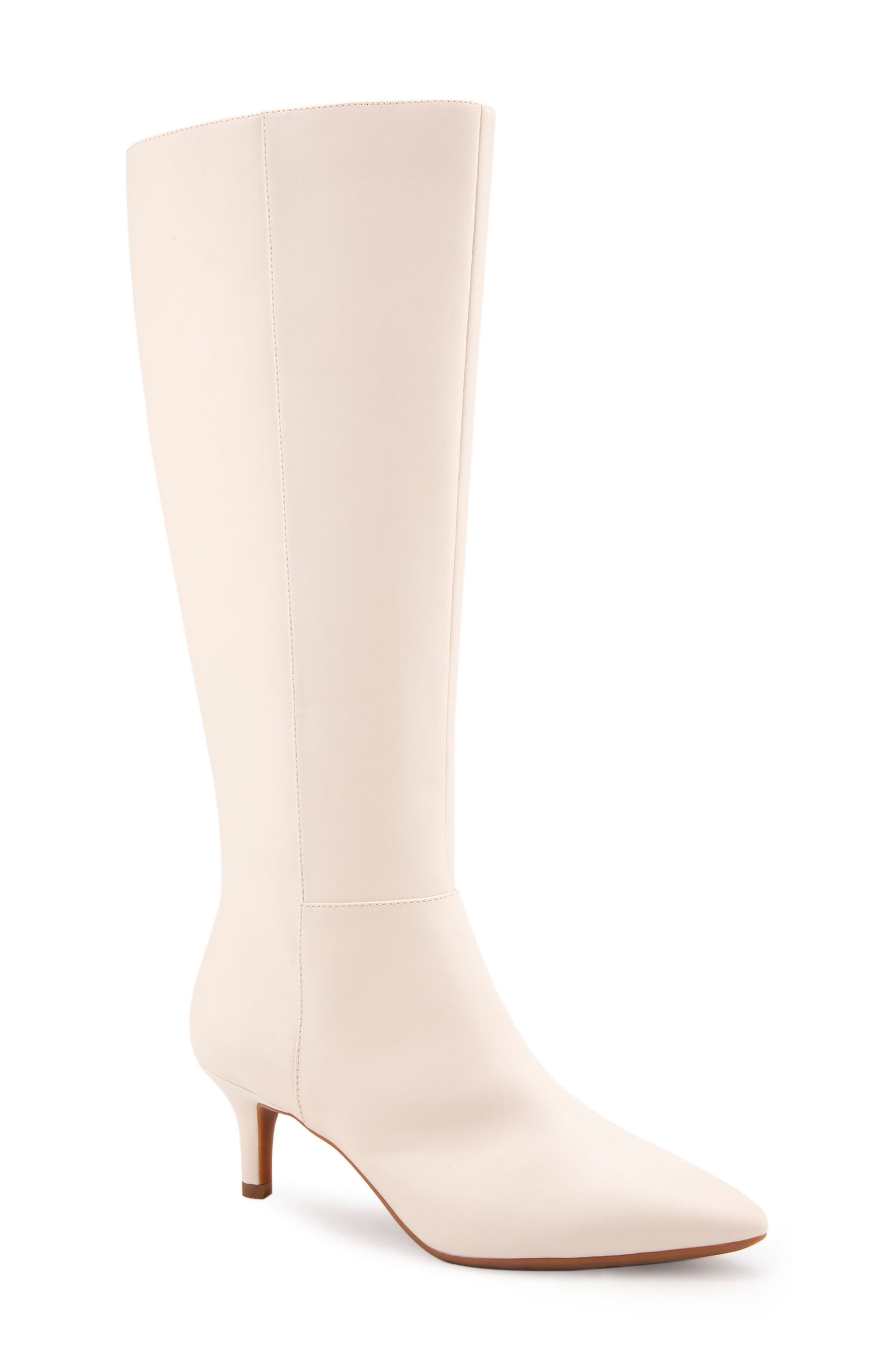 Epic Stretch Kitten Heel Tall Boot, Main, color, EGGNOG SMOOTH FAUX LEATHER