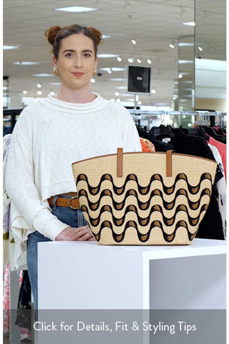 Large Embroidered Raffia Basket Tote video