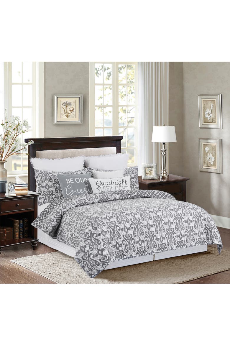 Heather Cotton Quilt Set - Reversible and Machine Washable, Alternate, color, Gray
