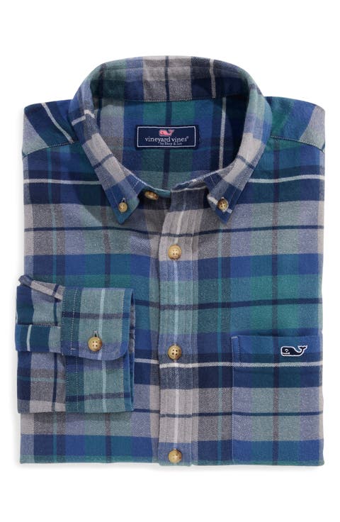 Plaid Stretch Cotton Flannel Shirt