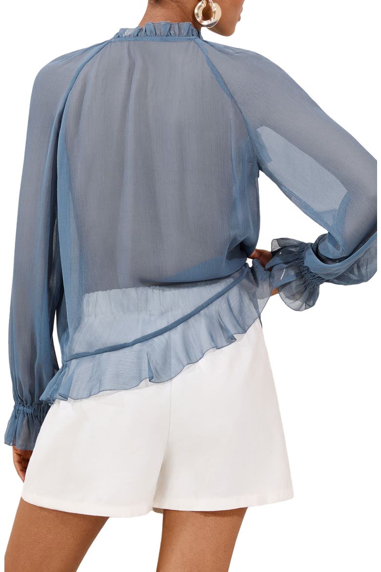 Ruffle Sheer Top, Alternate, color, BLUE