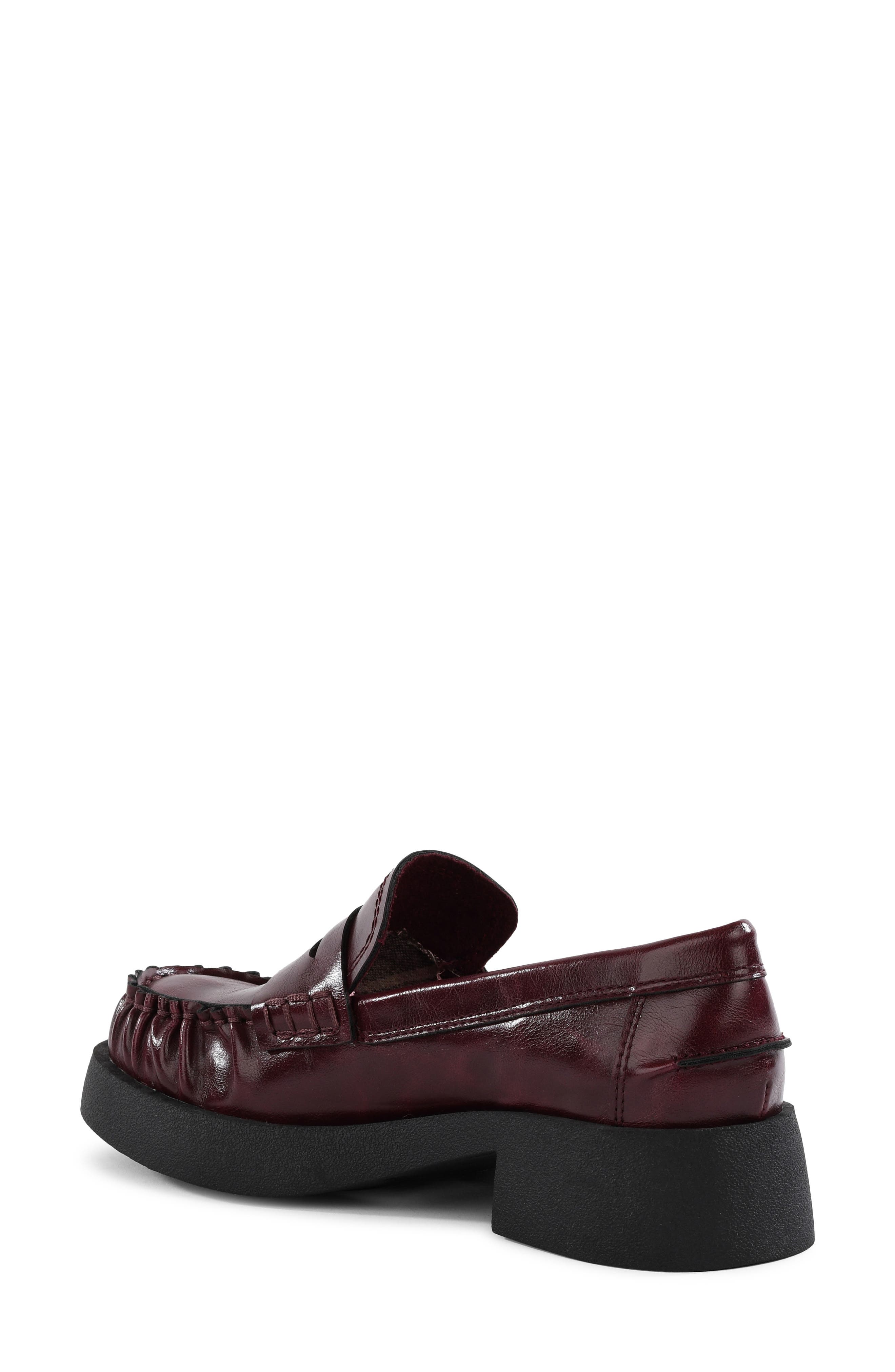 Fiction Faux Leather Penny Loafer, Alternate, color, BURGUNDY