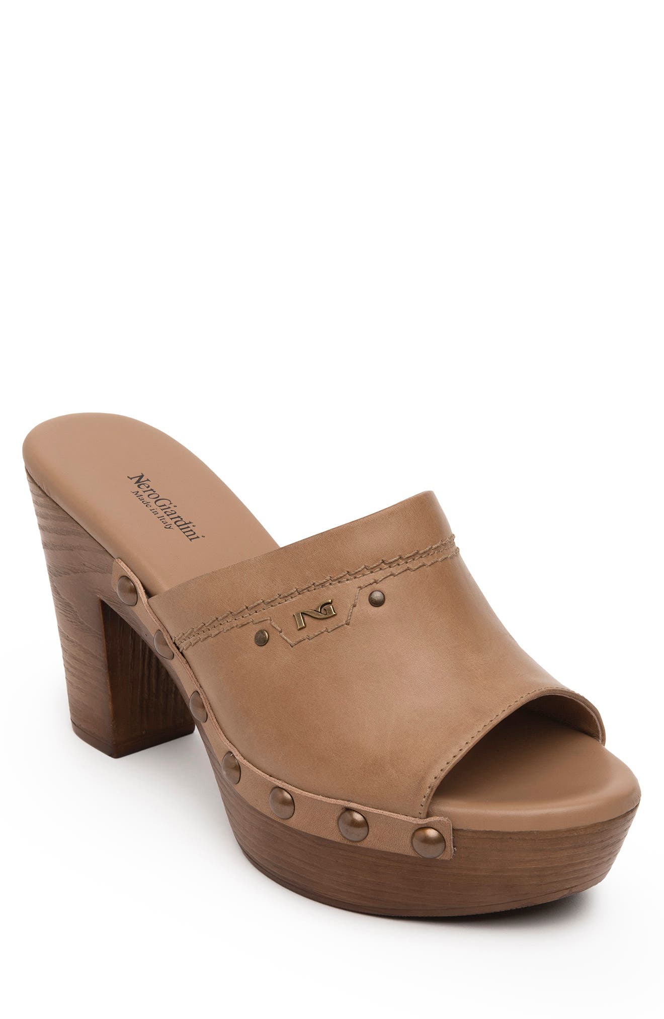 NeroGiardini Studded Platform Sandal, Main, color, 