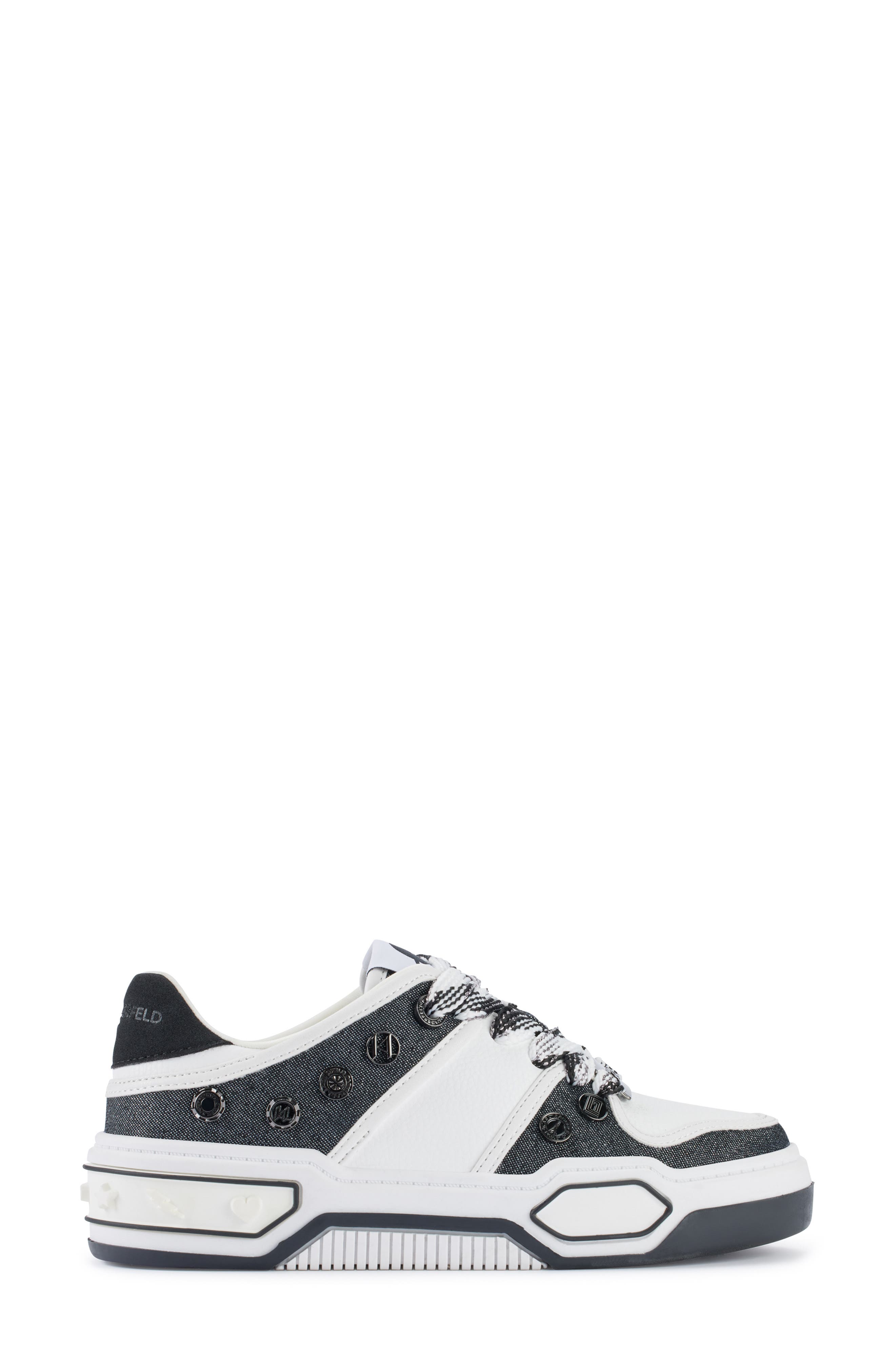 KARL LAGERFELD PARIS Pointed Toe Flat, Alternate, color, Black/ Bright White