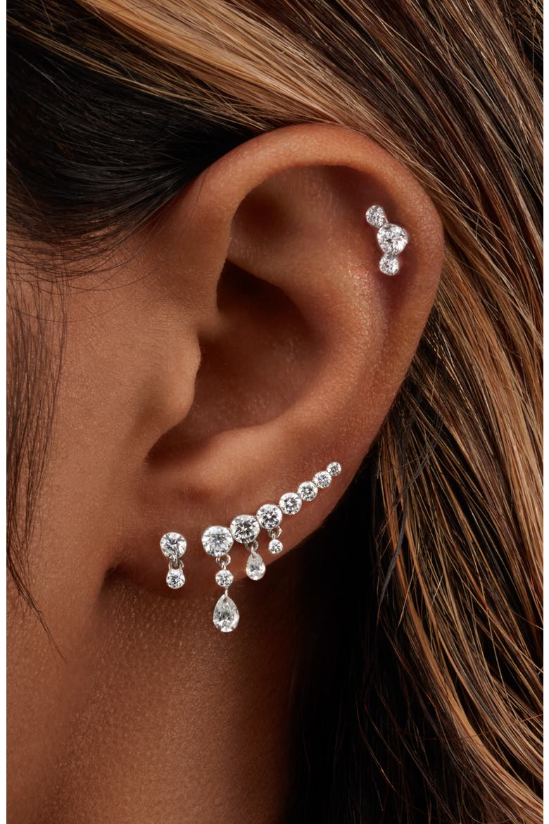 Invisible Set Diamond Dangle Stud Earring, Alternate, color, YELLOW GOLD