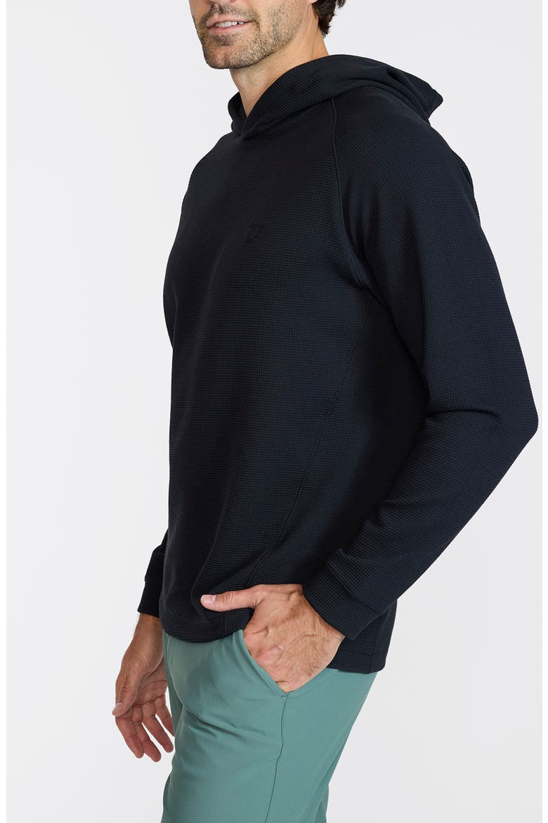 Waffle Knit Hoodie, Alternate, color, BLACK