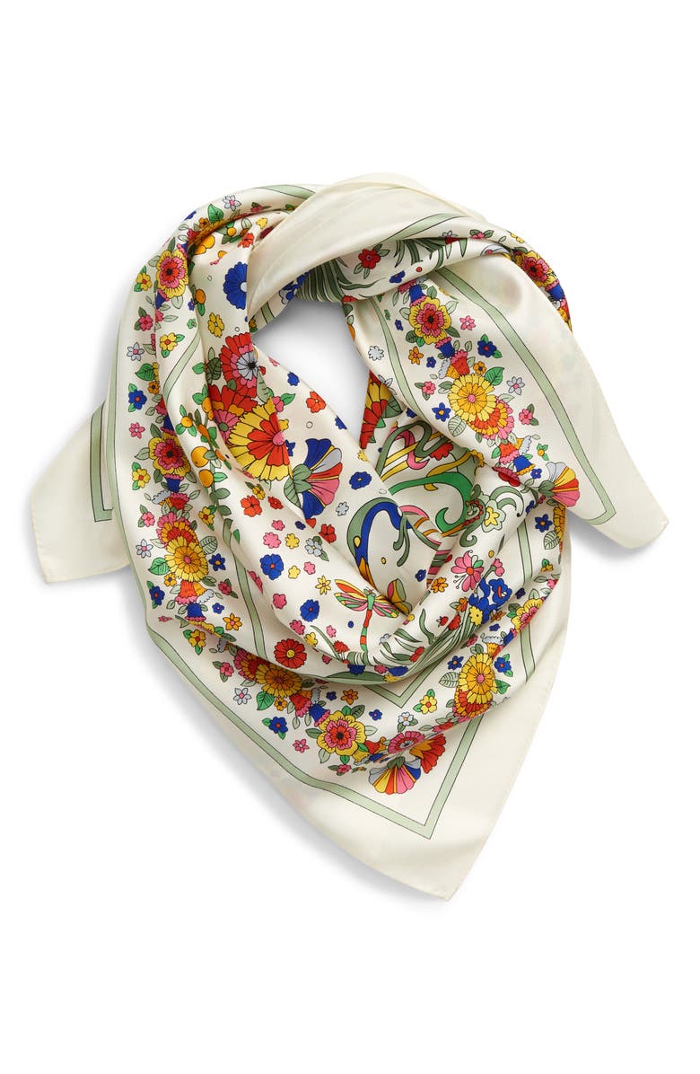Tory Burch Promised Land Silk Square Scarf, Main, color, 
