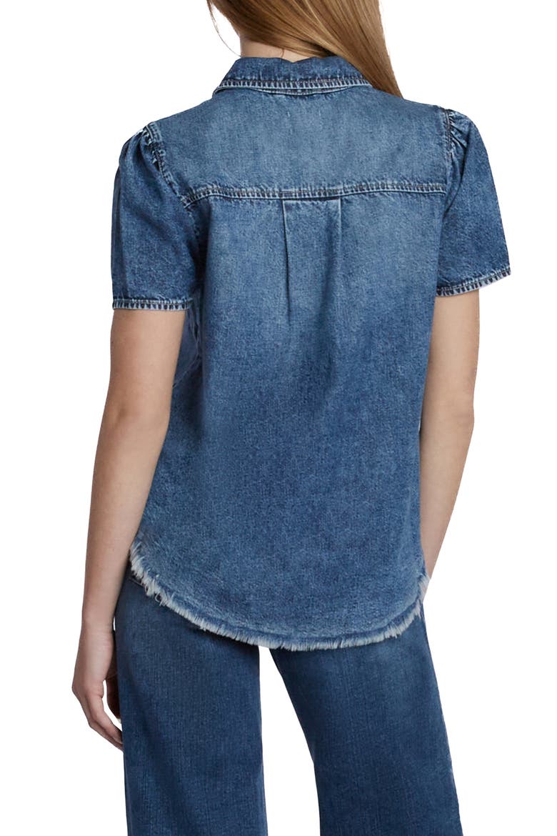 Puff Sleeve Denim Shirt, Alternate, color, DENIM SHARK