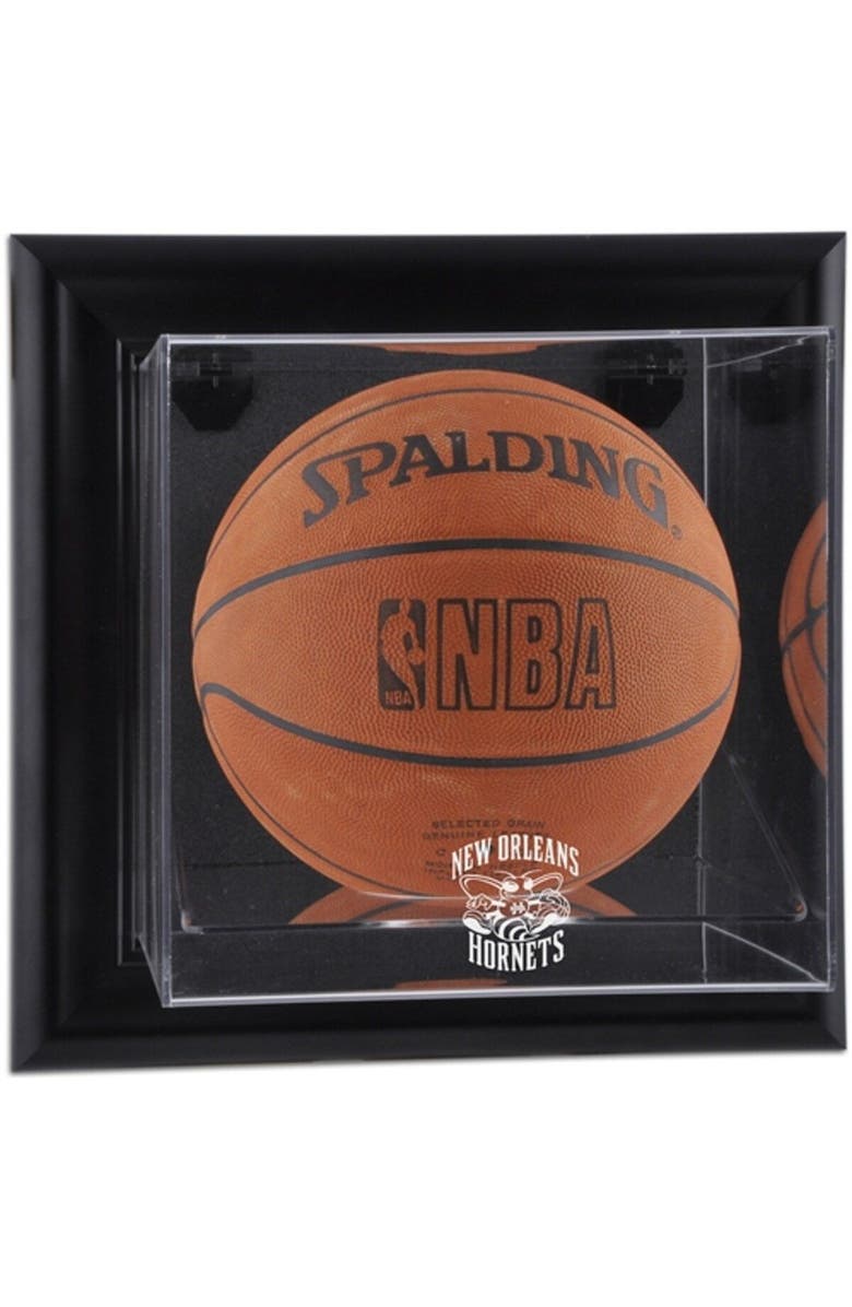 FANATICS AUTHENTIC New Orleans Hornets Black Framed Wall-Mounted Hardwood Classics 2008 - 2013 Team Logo Basketball Display Case, Main, color, 