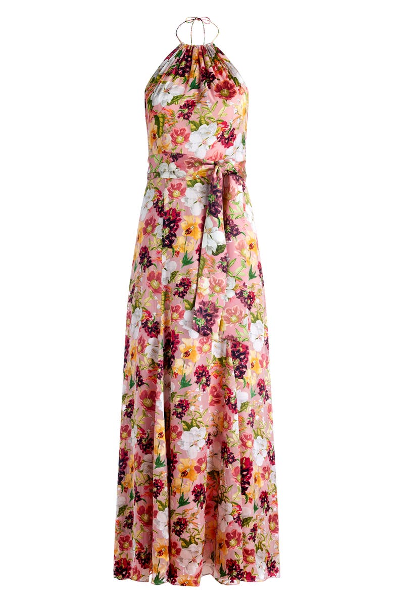 Alice + Olivia Dita Floral Print Halter Dress, Alternate, color, 