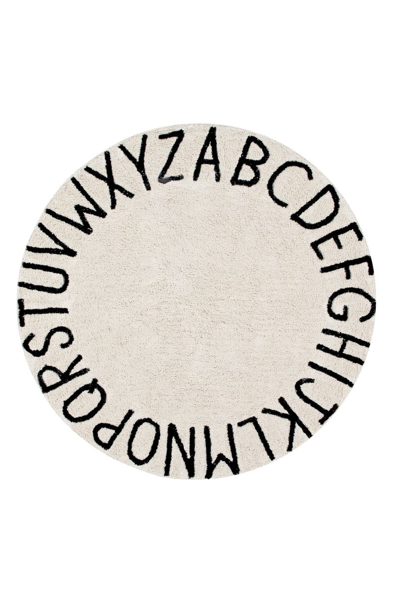 Lorena Canals A to Z Rug, Main, color, Round Black
