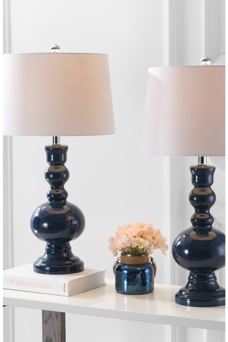 Genie 28.5" Glass LED Table Lamp, Alternate, color, Navy