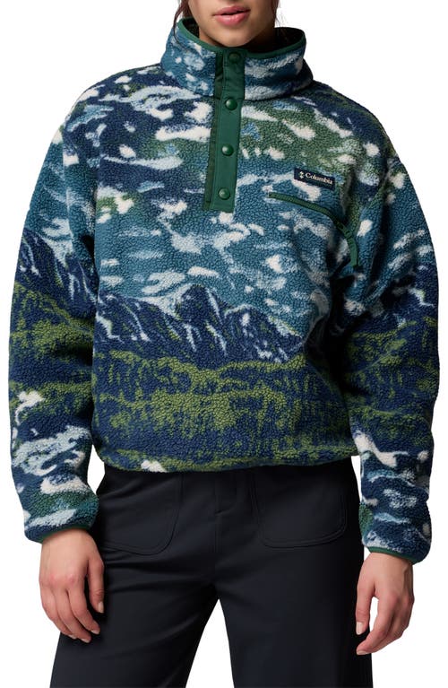 Columbia Helvetia Ii Print Crop Fleece Pullover In Blue