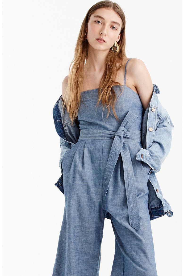 Marseille Cotton Chambray Jumpsuit, Alternate, color, DALTON WASH