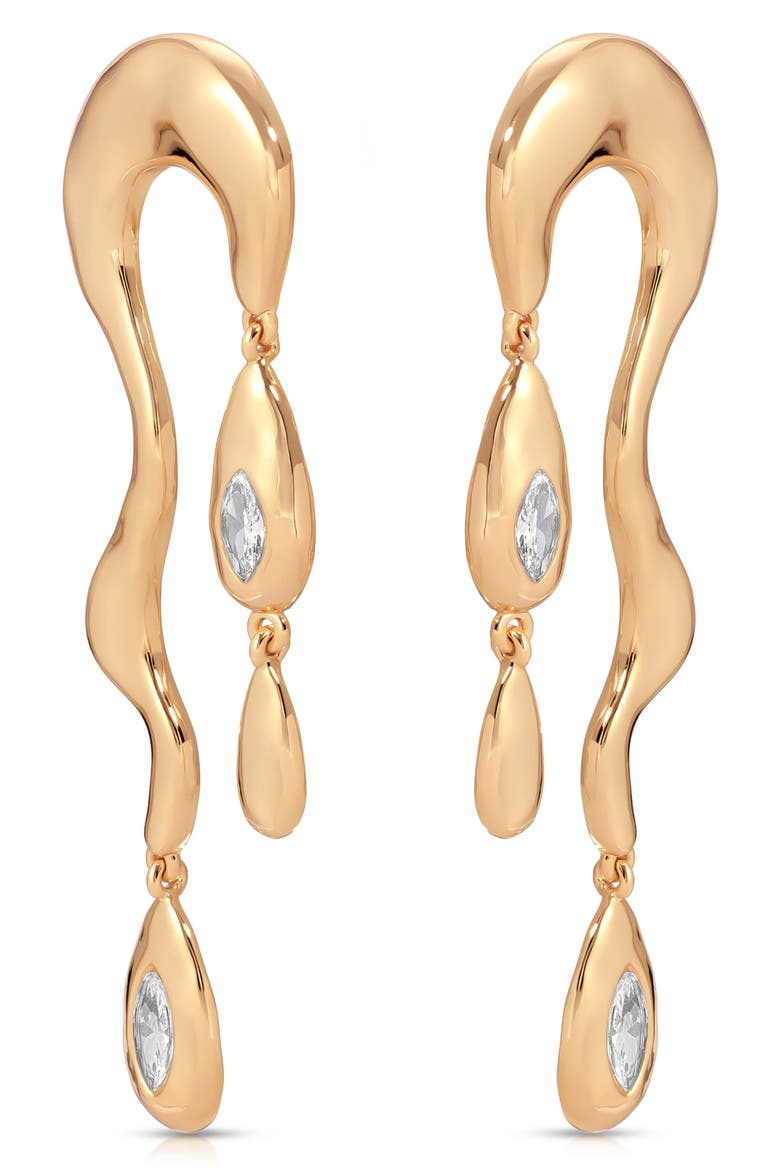 Melting Metal Drop Earrings, Alternate, color, GOLD